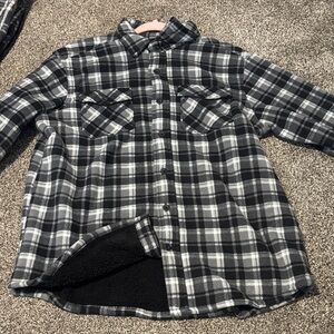 Hawke & Co Black and Gray Plaid Shirt Jacket